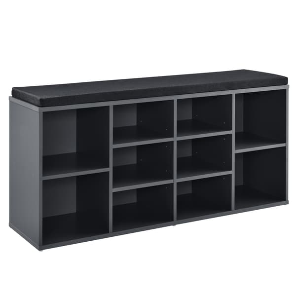 [en.casa]® Skohylla/Skoskåp/Bänk med skoförvaring-Svart-Grå-103x30x48cm