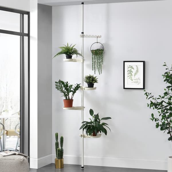 [en.casa]® Teleskopisk plante stativ - pulverlakeret metal - 110-305cm - hvid