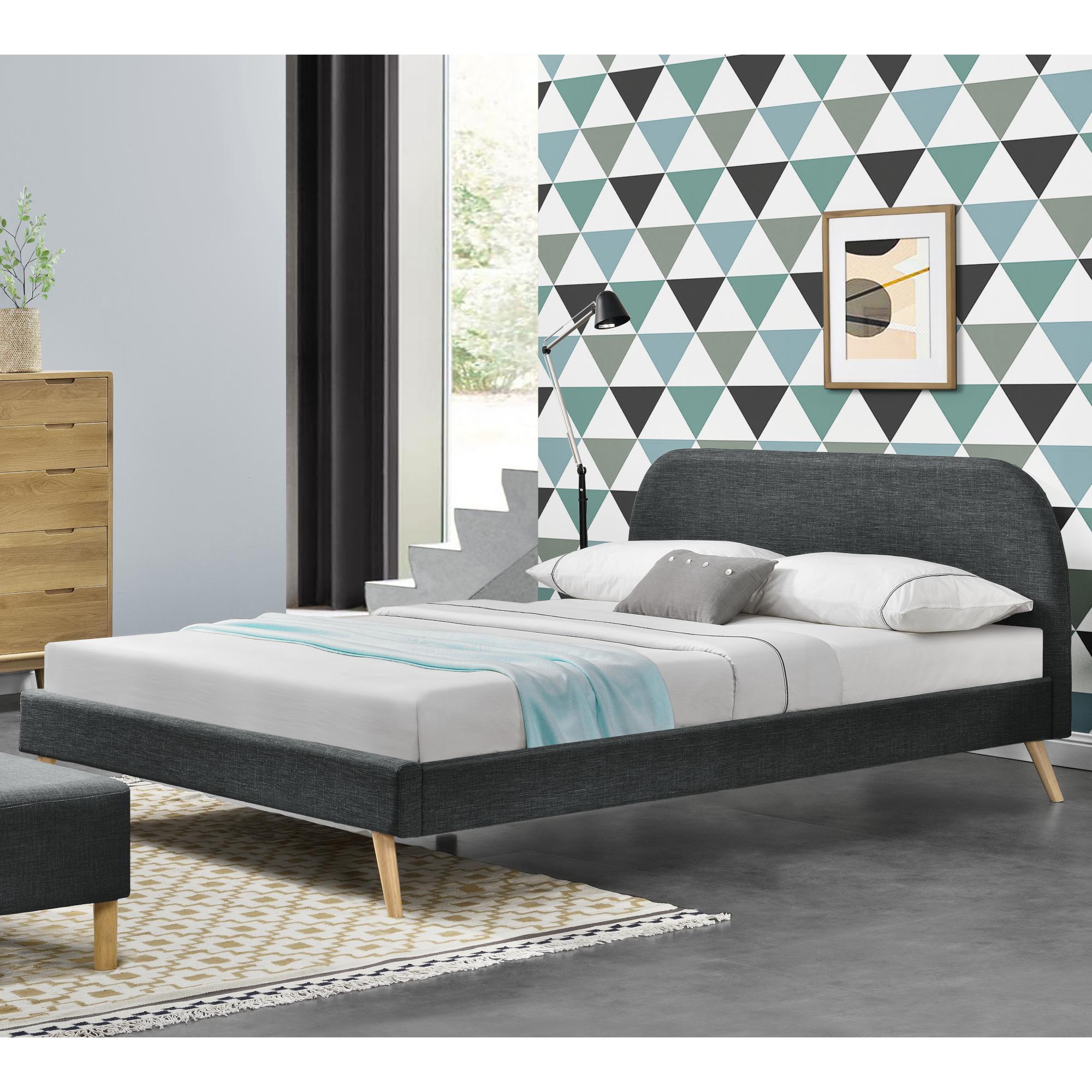 Corium® Klädd sängstomme Elvas inkl. ribbotten-200x180cm-linne-mörkgrå