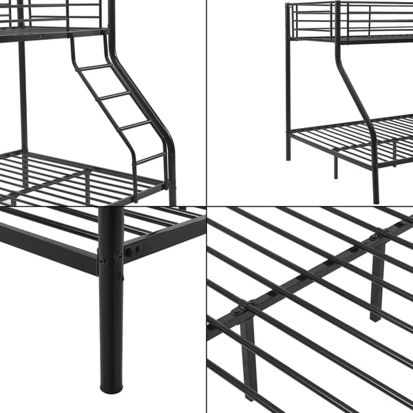 [neu.haus]® Køjeseng ramme af metal - 210x147,5x168cm - plads for 3 - med stig - sort