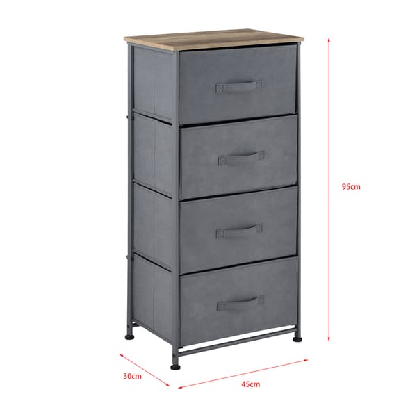 [pro.tec]® Byrå med 4 lådor-95x45x30cm-metall-nonwoven-träimitation-MDF