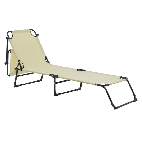 [casa.pro]® 2 Solsängar med tak-hopfällbar-Creme
