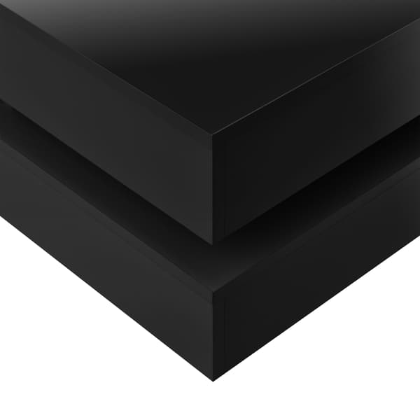 [en.casa]® Soffbord Hüven-75x75x35,5cm-svart högglans-4 förvaringsytor-melaminbelagd spånskiva