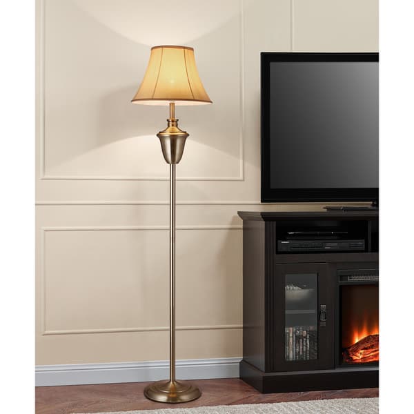 [lux.pro]® Elegant golvlampa - Madrid 1xE27-borstad mässing-60W-beige/brun