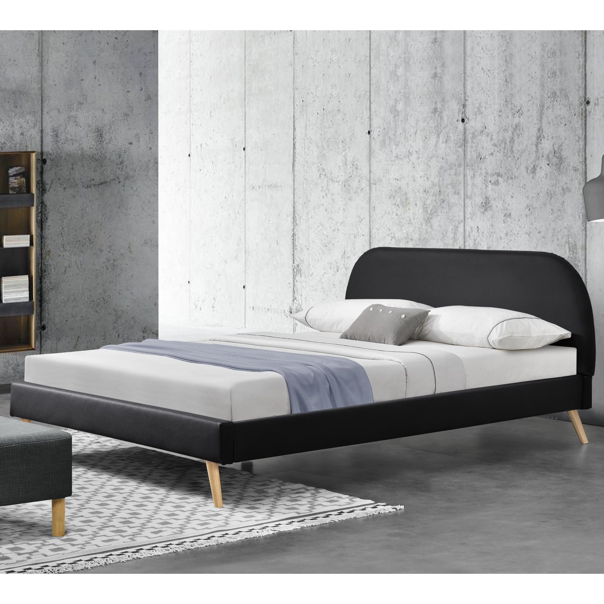 Corium® Klädd sängstomme Elvas inkl. ribbotten-200x180cm-konstläder-matt svart
