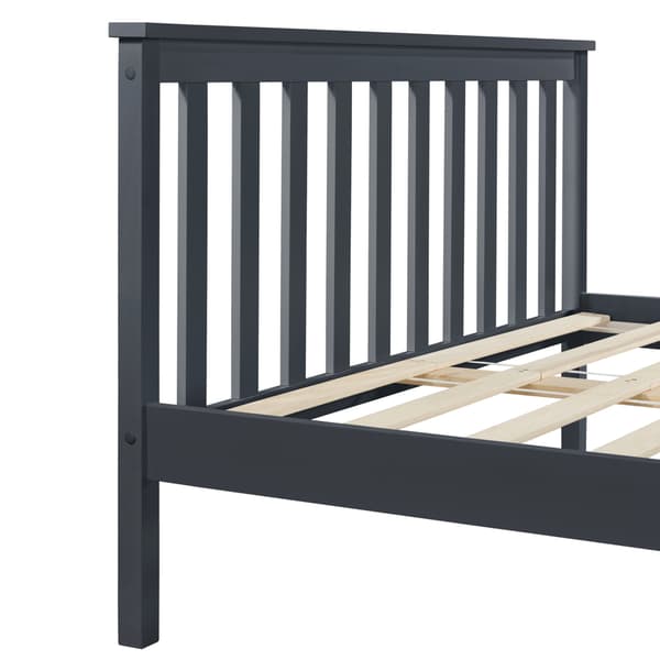 [en.casa] Sengeramme af fyrretræ med lamelbund - 200x180cm - fyrretræ - høj hovedgærde - max. belastning: 200 kg - mørkegrå