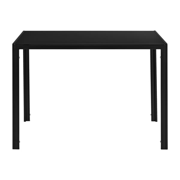 [en.casa]® Matgrupp-bord (105x60x75cm)glasskiva och 4 stolar(83x54x48cm) robust plast-grå/svart