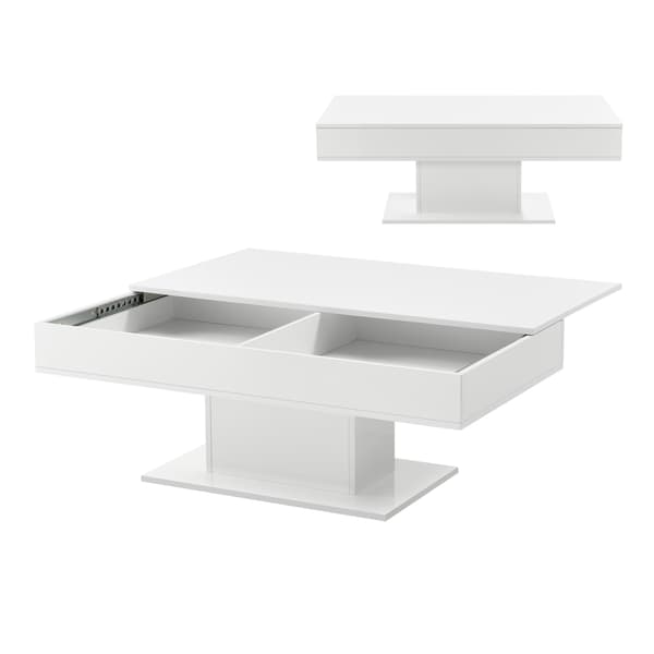 [en.casa]® Soffbord Lünen med inbyggd förvaring-40x110x60cm-högglans vit-melaminbelagd spånskiva