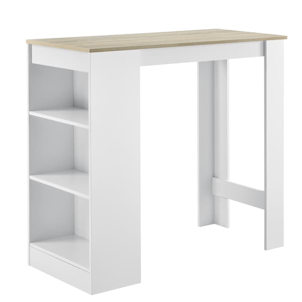 [en.casa] Elegant barbord med kopholder 110x50x103cm - krydsfiner - hvid/eg udseende