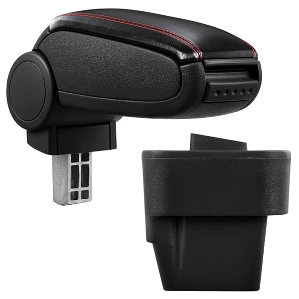[pro.tec]® Armlæn til Opel Astra H 2004–2010 - kunstlæder - sort med rød søm