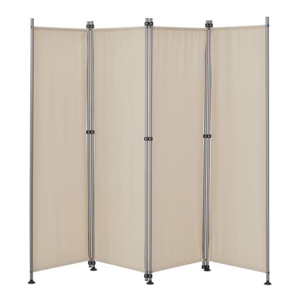 [pro.tec]® Indsynsbeskyttelse - 4 paneler - 215x170cm - pulverlakeret stål - vejrbestandig - sandfarvet