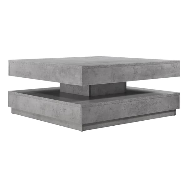 [en.casa]® Soffbord Brilon-roterande bordsskiva-76x76x38cm-betongkänsla-med hylla