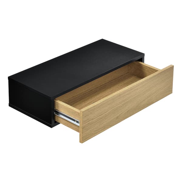 [en.casa]® Væghylde / Sengebord med skuffe - sæt 2 stk. - sort / træ udseende - 50x24x12cm