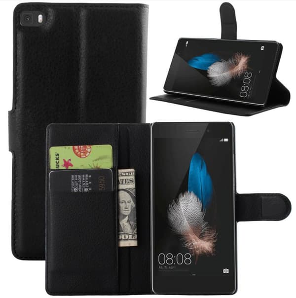 Mobilväska Huawei P8 Lite Black w/Stand