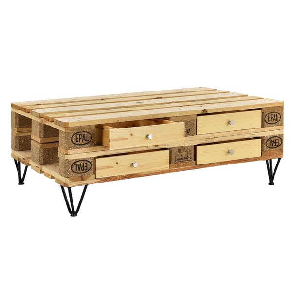 [en.casa]® Skuffe til europalle med skinner - standard - 9,5x37,5x44,5cm - træ udseende
