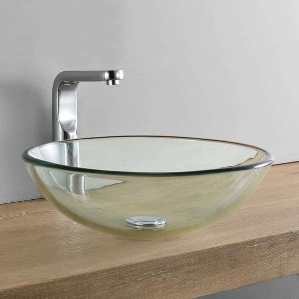 [neu.haus]® Tvättställ / Handfat för bänkskiva-42x42x13,8cm-utan blandarhål-transparent