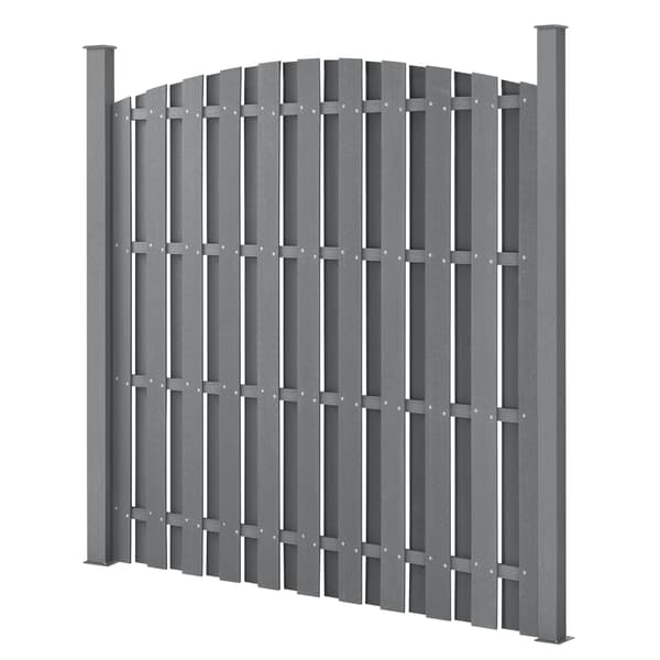 [neu.holz]® WPC Staket med stolpe-båge-185x193cm-grå