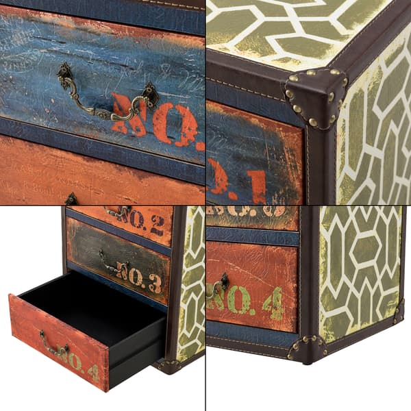 [en.casa] Byrå Goslar med 4 lådor-66x40x30cm-MDF-konstläder-flerfärgad