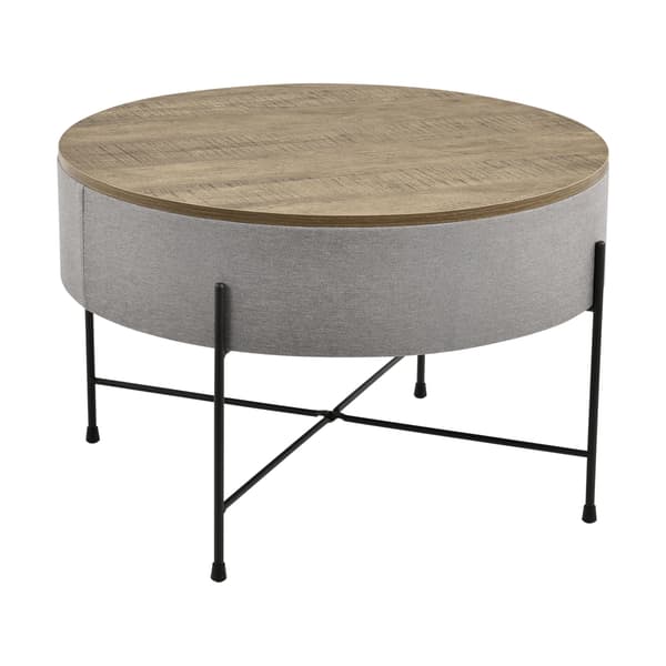 [en.casa] Soffbord Falkenstein med avtagbar bordsskiva-rund-40x60cm-träimitation-grå-svart-metall-textil-spånskiva