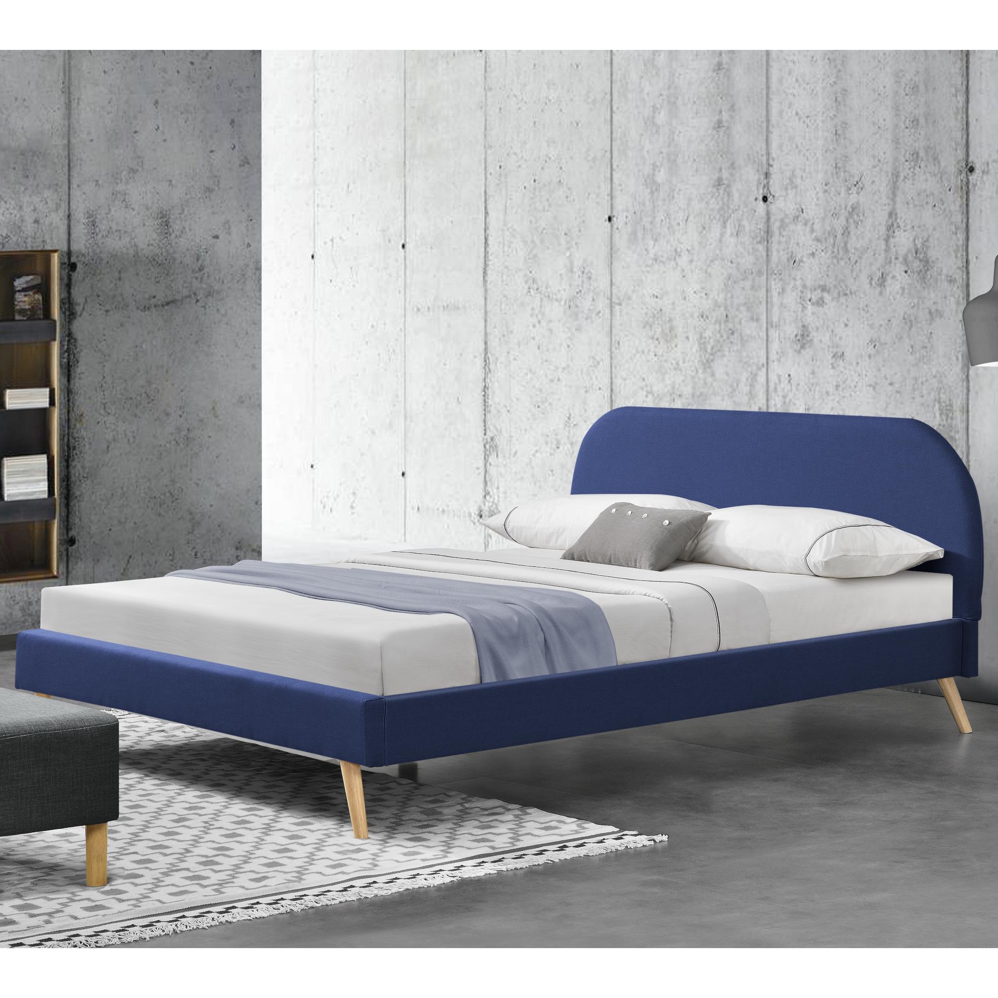 Corium® Klädd sängstomme Elvas inkl. ribbotten-200x180cm-linne-blå