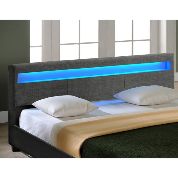 Corium® Kontinentalsäng Sandvika - textil - med LED-belysning - (140 x 200 cm) - mörkgrå