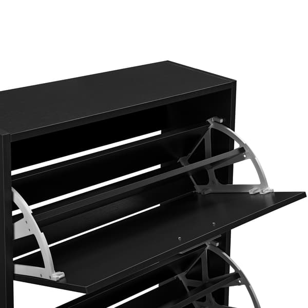 [en.casa]® Skoskåp-63x24x81cm-2 fack-svart-plats för 12 par skor