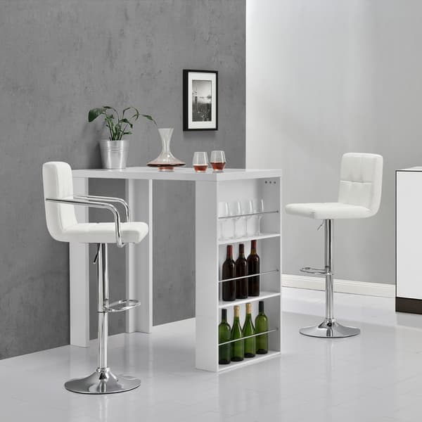 [en.casa]® Elegantti baaritiski sisäänrakenetuilla hyyllyillä - valkoinen