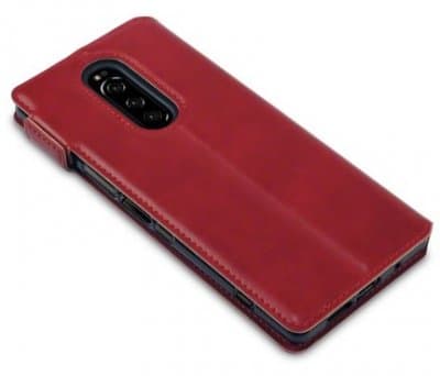 Mobilväska Sony Xperia 1 Röd Slim Äkta Läder