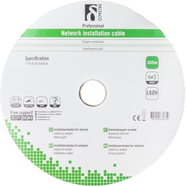 DELTACO S/FTP installationskabel Cat7, 305m, vit (TP-71C)
