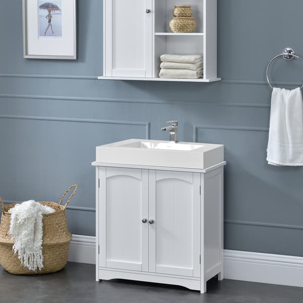 [en.casa]® Underskab til håndvask - vintage stil - 60x60x30cm - hvid