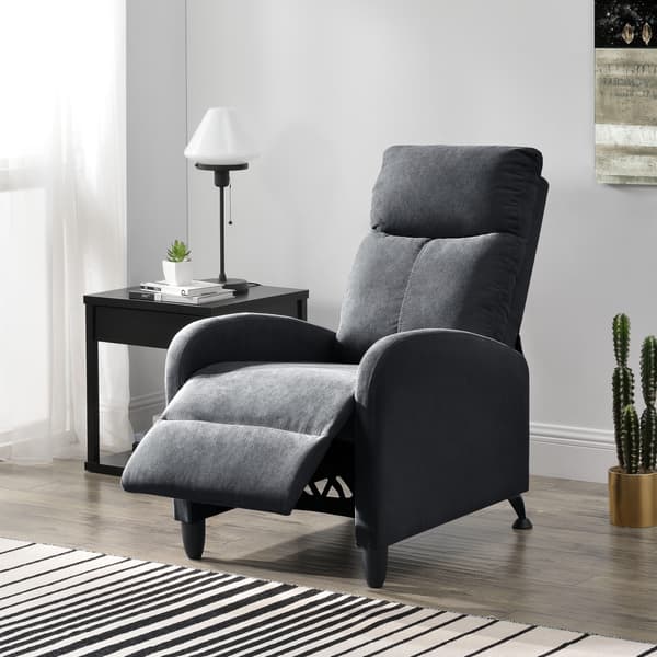 [en.casa] ® Relax lænestol Cleo-polstret-102x60x92cm-siddehøjde: 46 cm-tekstil-metal-mørkegrå-sort-justerbar ryg