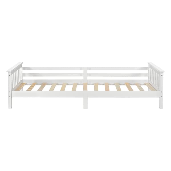 [en.casa]® Barn / Junior sängstomme Nuuk inkl. madrass och ribbotten-209x100x52cm-furu-vit-max.belastning: 100 kg