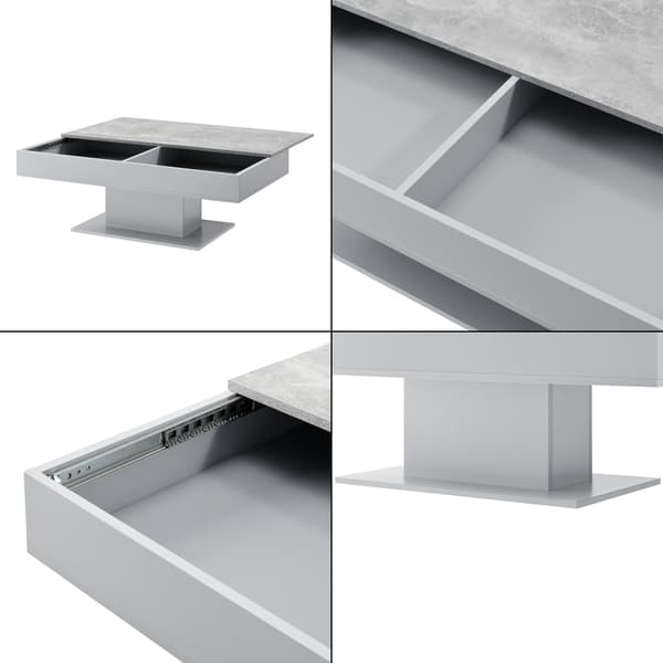 [en.casa]® Soffbord Lünen med inbyggd förvaring-40x110x60cm-betongskänsla / grå-melaminbelagd spånskiva