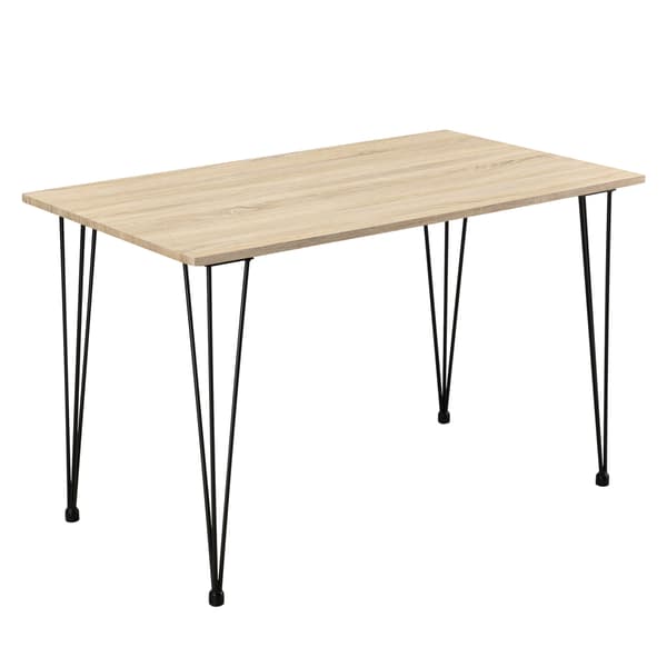 [en.casa]® Matbord med spännben-120x70x75cm-stål-MDF-ek optik / svart-plats för 4