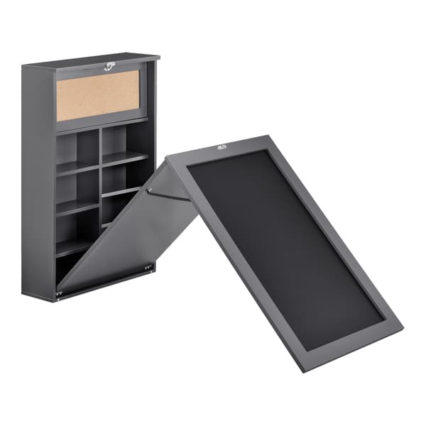 [en.casa]® Vægmonteret klapbord med tavle - 156x50x91,5cm - MDF - kork - mørkegrå