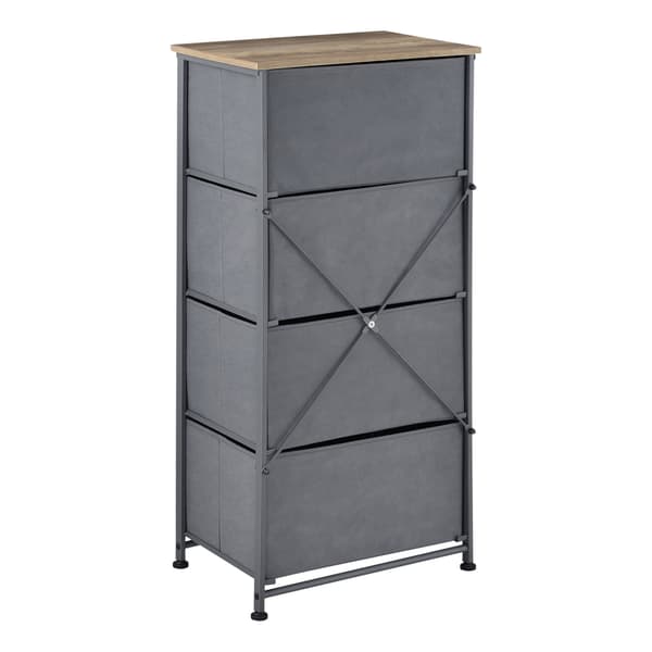 [pro.tec]® Byrå med 4 lådor-95x45x30cm-metall-nonwoven-träimitation-MDF