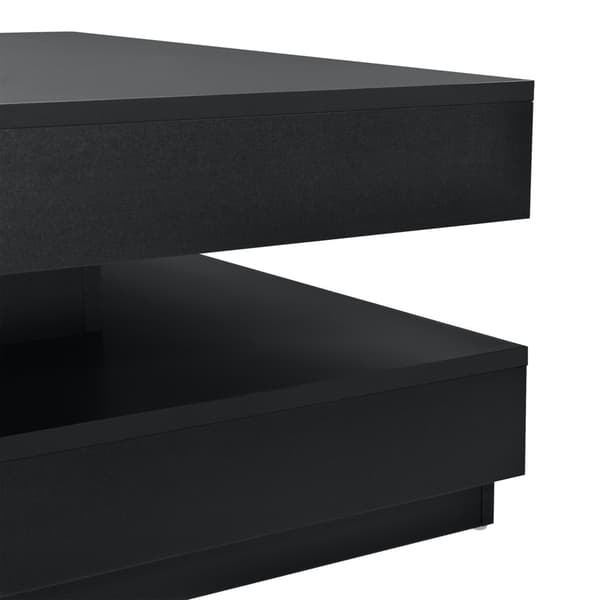 [en.casa]® Soffbord Brilon-roterande bordsskiva-76x76x38cm-svart-med hylla