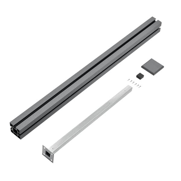 [neu.holz]® WPC Staket med 4 stolpar-165x314cm-grå-24 WPC-skivor-hållbar och väderbeständig