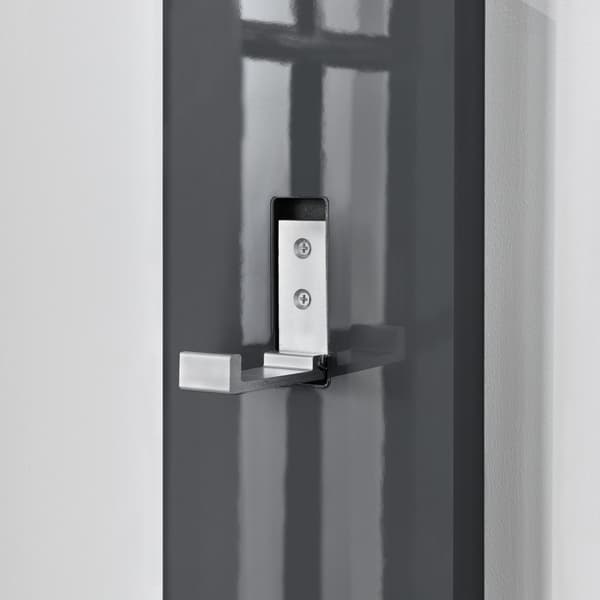 [en.casa]® Klädhängare / Väggpanel med 3 utfällbara krokar-170x15x2,5cm-grå högglans
