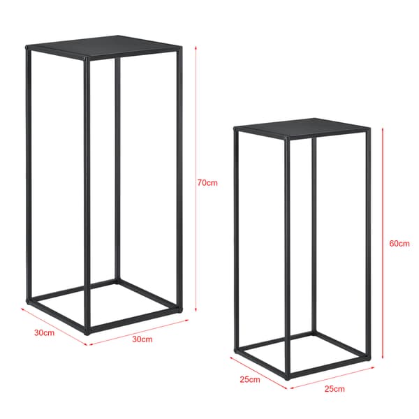 [en.casa]® Sofabord / Sideboard Ulf-sæt med 2-metal-70x30x30cm-60x25x25cm-modstandsdygtig mod ridser-sort-matt