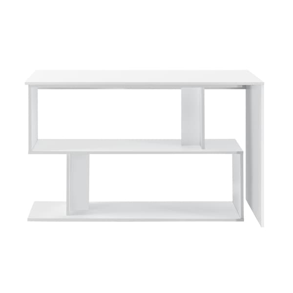 [en.casa]® Skrivbord Arendal med med hylla-76,5x120x50cm-melaminbelagd spånskiva-vit
