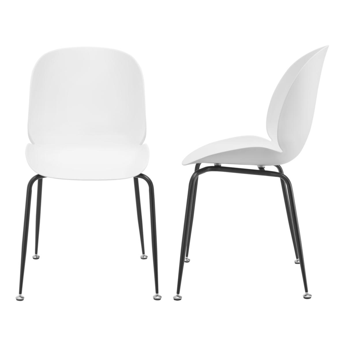 Design spisestol kontorstol sæt - 2 stk. - plastik/metal - 85x46x58cm - hvid | CDON