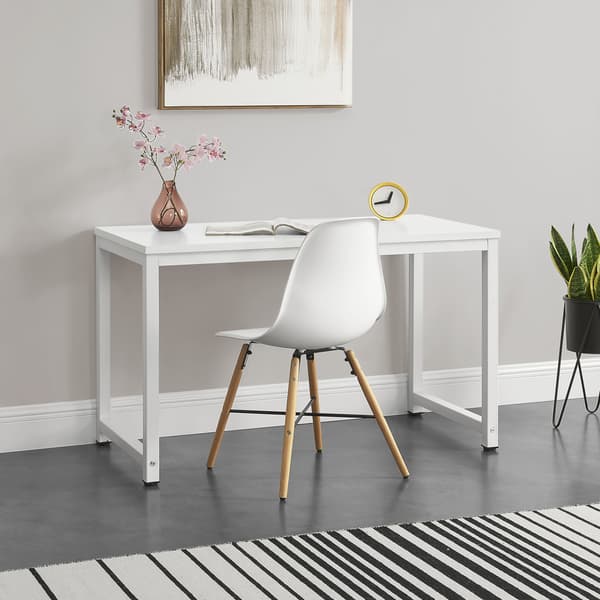 [en.casa]® Skrivebord Herning - 75x120x60cm - stål - melaminbelagt spånplade - justerbar højde - hvid