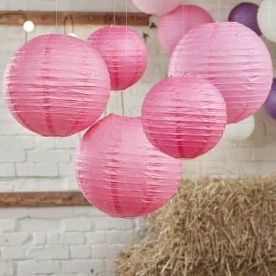 Papperslyktor Rosa – Boho - 5-pack