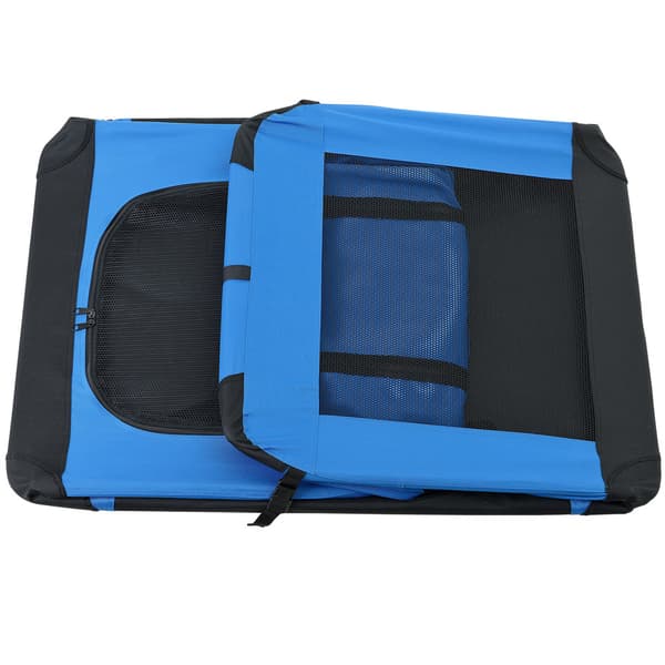 [pro.tec]® Transportväska för hund-Hundtransportbox-ihopfällbar-M-60x42x42cm-Royalblå