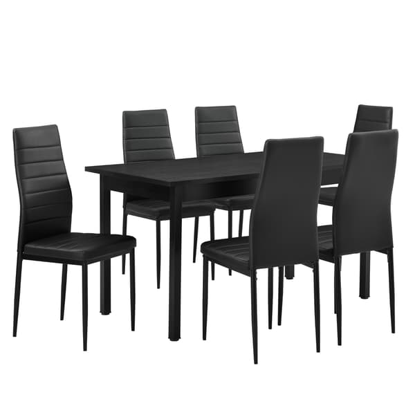 [en.casa]® Avesta Matbord och 6 stolar-140x60x75cm-svart