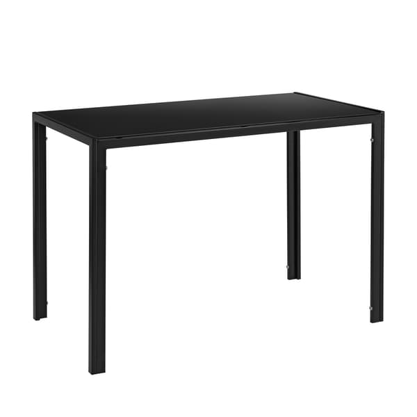 [en.casa]® Matgrupp-bord (105x60x75cm)glasskiva och 4 stolar(83x54x48cm) robust plast-grå/svart
