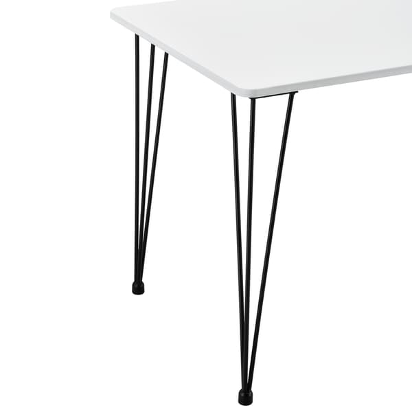 [en.casa]® Matbord med spännben-120x70x75cm-stål-MDF-vit / svart-plats för 4