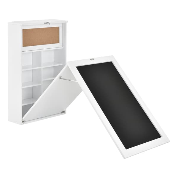 [en.casa]® Vægmonteret klapbord med tavle - 156x50x91,5cm - MDF - kork - hvid