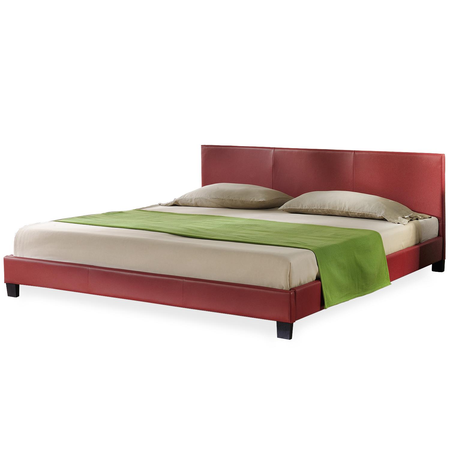 Corium® Moderni, tekonahalla verhoiltu parisänky 180x200 cm (tummanpunainen)